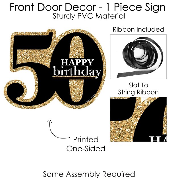 Big Dot Of Happiness Adult 50th Birthday Gold Hanging Porch Birthday Party Outdoor Decorations Front Door Decor 1 Piece Sign