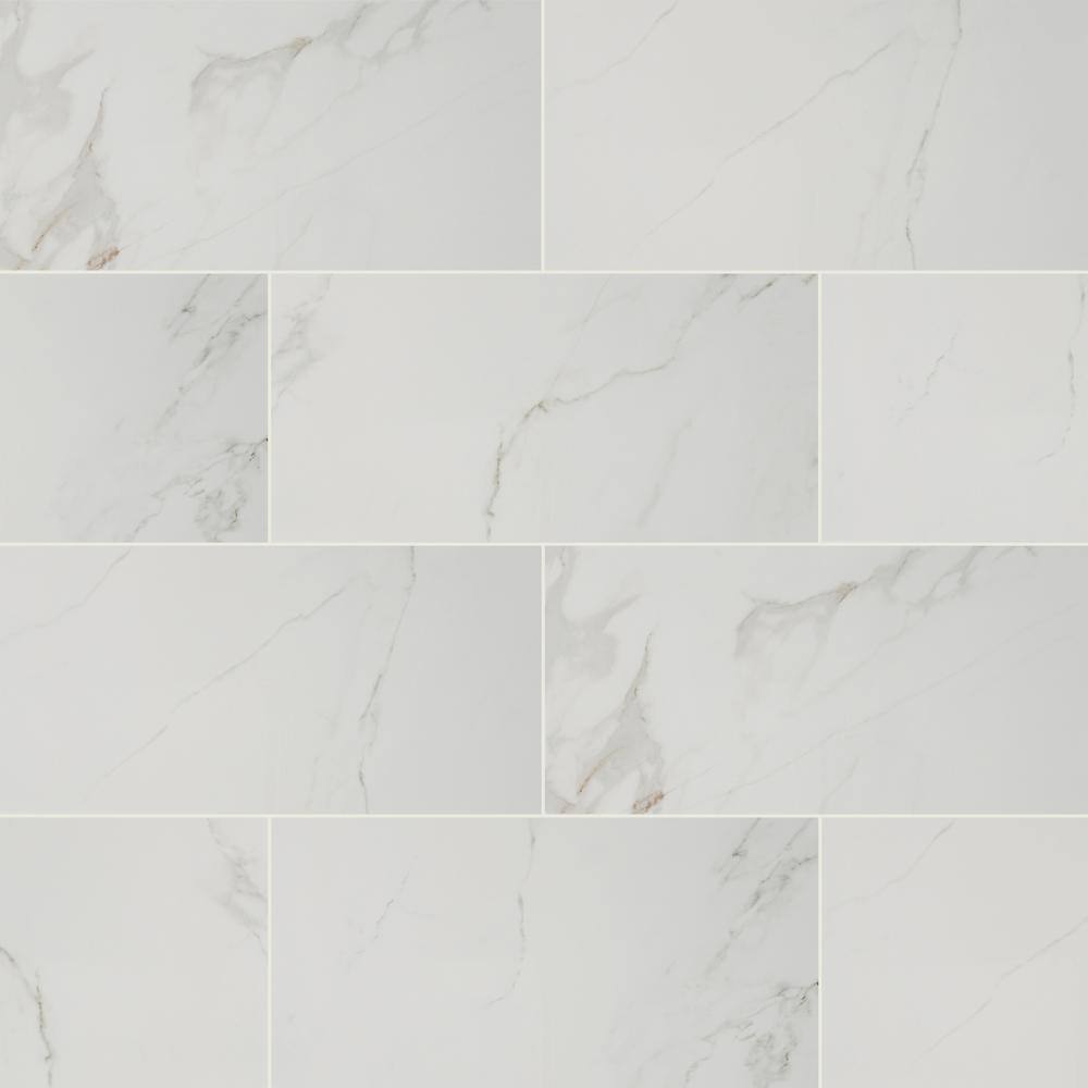 MSI Carrara White 12 in. x 24 in. Matte Porcelain Stone Look Floor and Wall Tile (16 sq. ft.Case) NHDCARWHI1224