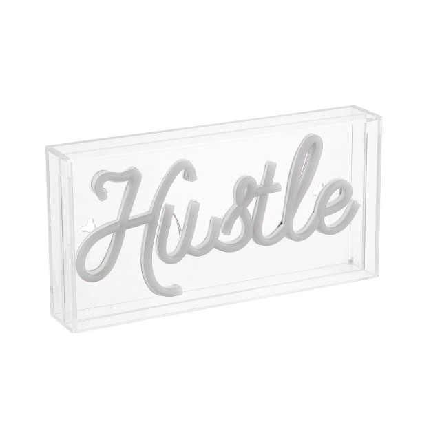 X 5 88 quot Hustle Contemporary Glam Acrylic Box Usb Operated Led Neon Light Pink Jonathan Y