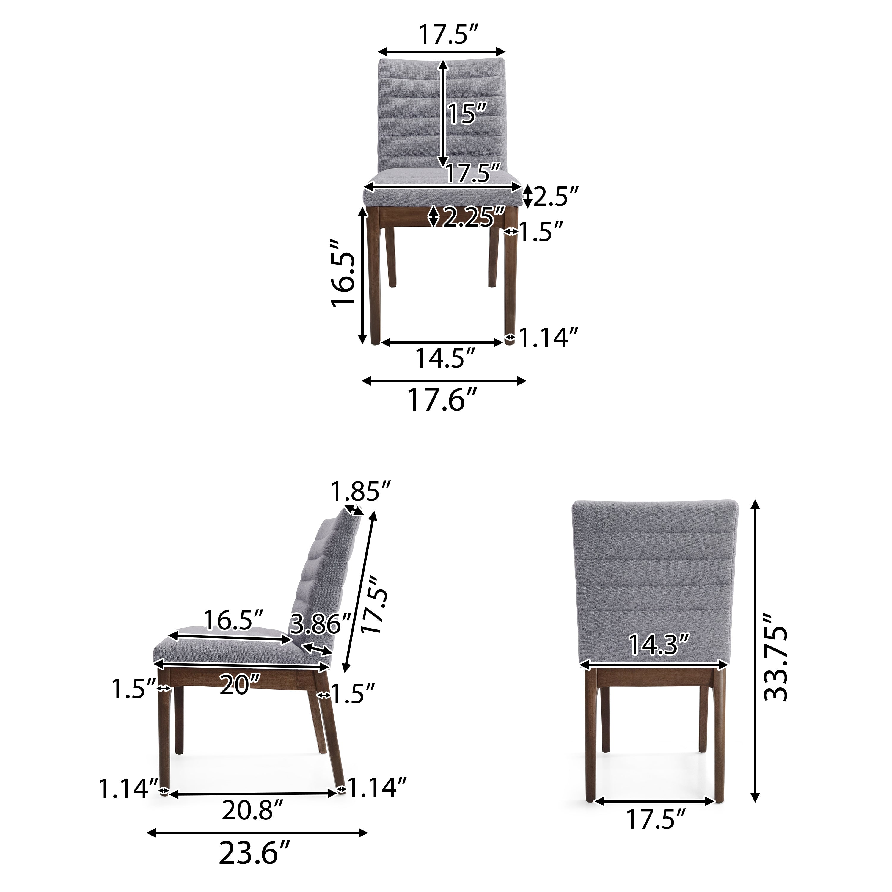 Elisson Mid Century Modern Channel Stitch Dining Chairs, Set of 4