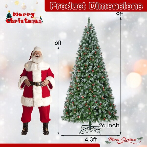 Gymax 9 FT PreLit Christmas Tree Artificial Hinged Christmas Tree w/