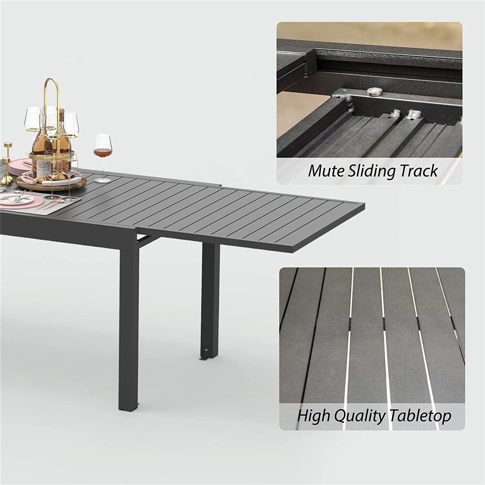 Patio Dining Extendable Table Aluminum Table for 6 8 Person