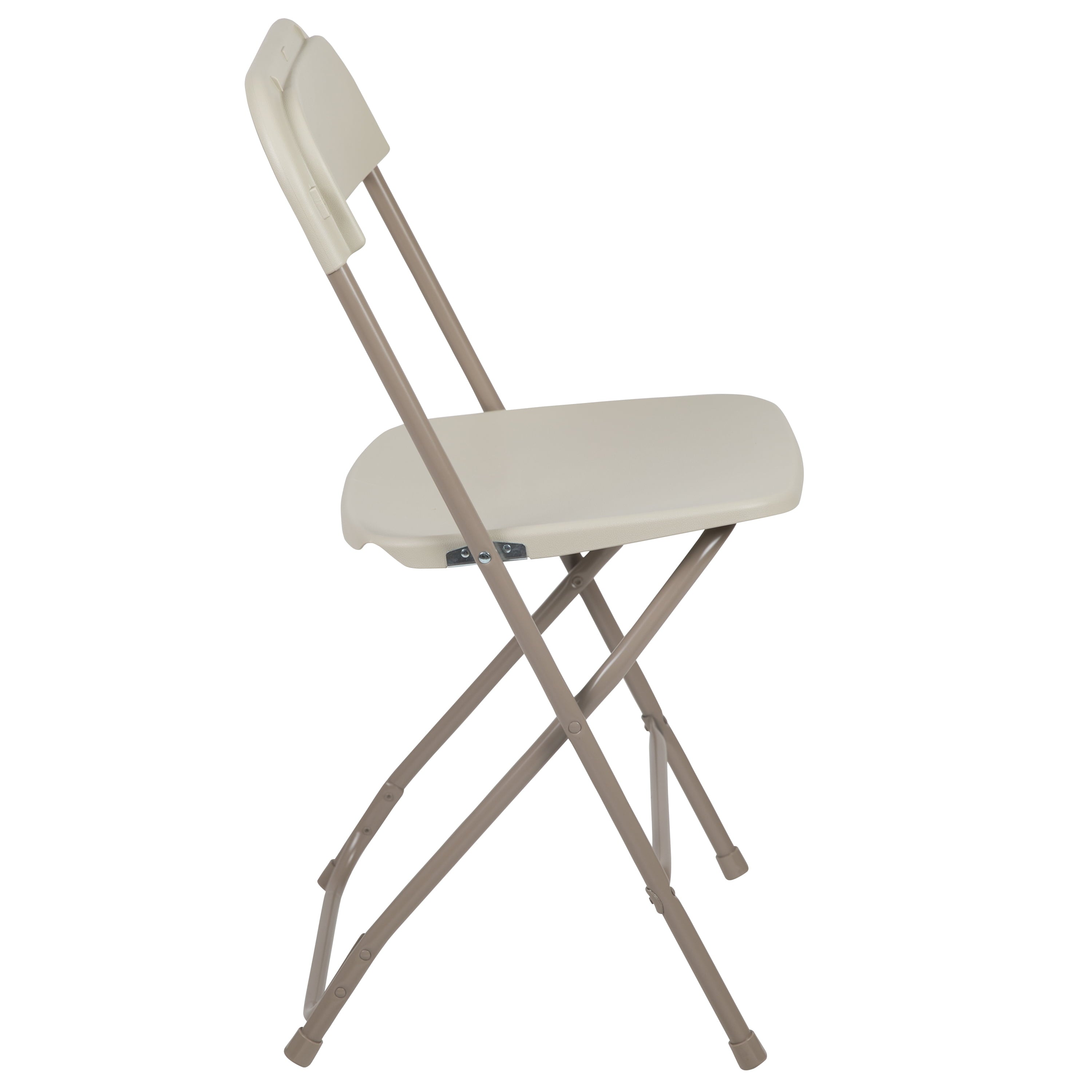 Emma + Oliver Set of 10 Beige Stackable Folding Plastic Chairs - 650 lb Weight Capacity