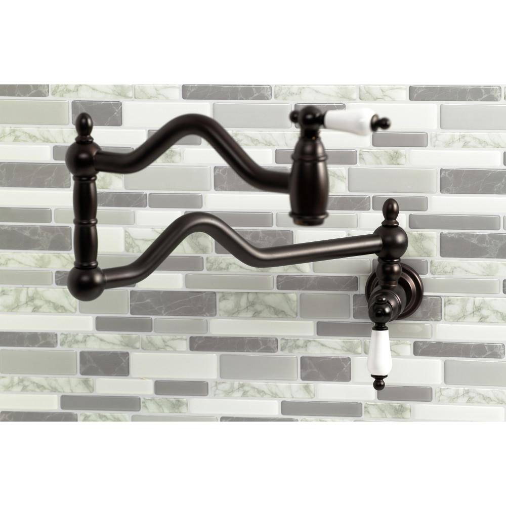 Kingston Brass Heritage Wall Mount Pot Filler Faucets in Oil Rubbed Bronze HKS2105PL