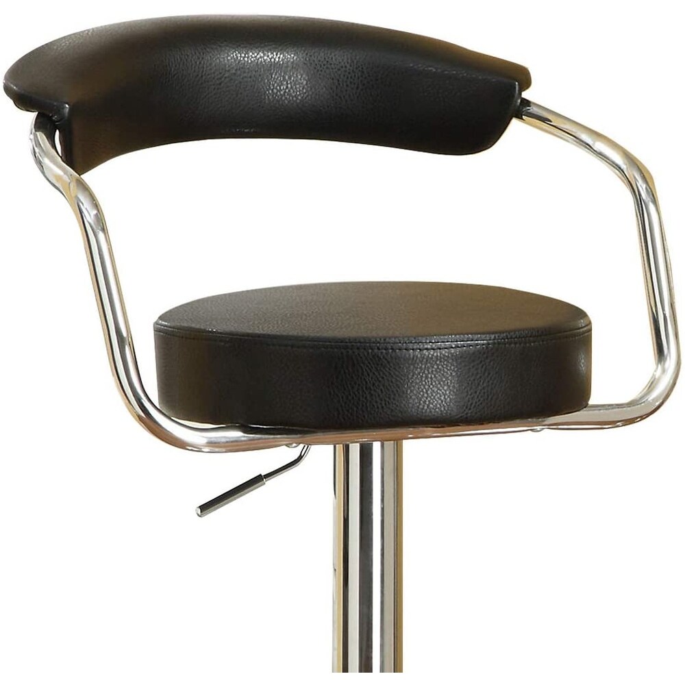 Contemporary Design Set of 2 Faux Leather Bar Stools Counter Height Chairs with Short Back Adjustable Swivel Kitchen Stools