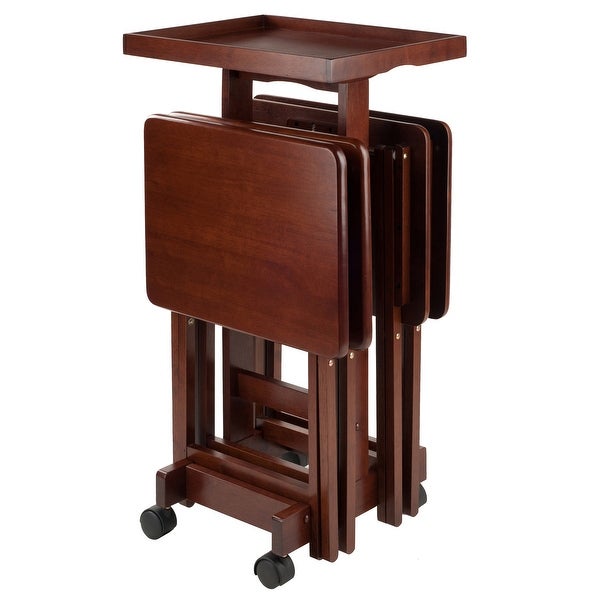 Set of 6 Brown Walnut Snack Table Set -36”