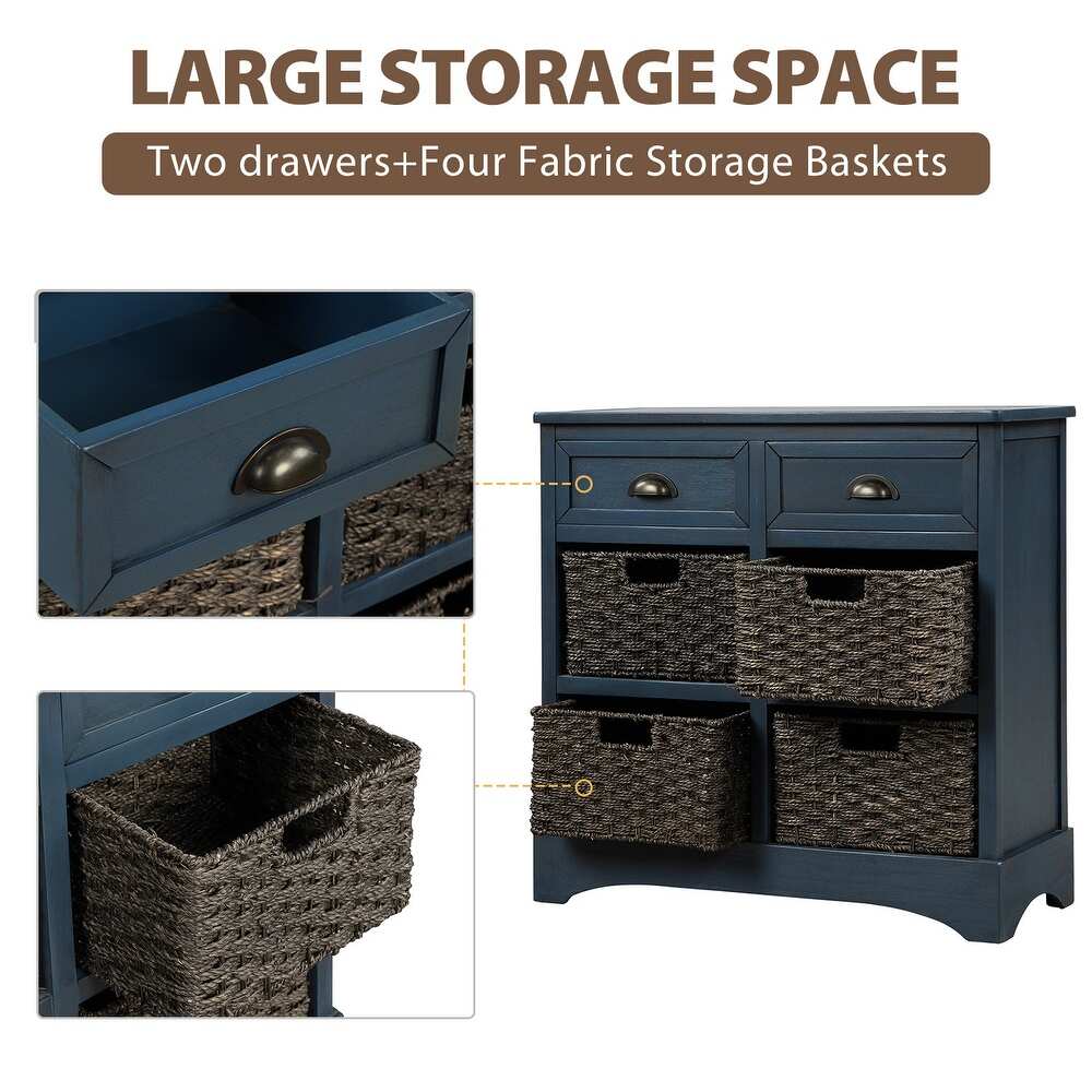 Rustic Storage Cabinet with Drawers and Baskets