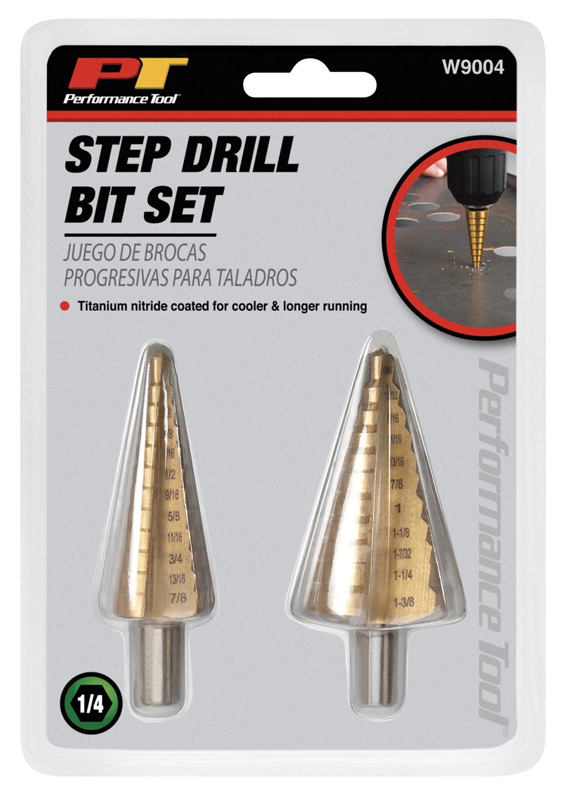 Performance Tool W9004 Performance Tool Step Drill Bit 2-Piece Sets