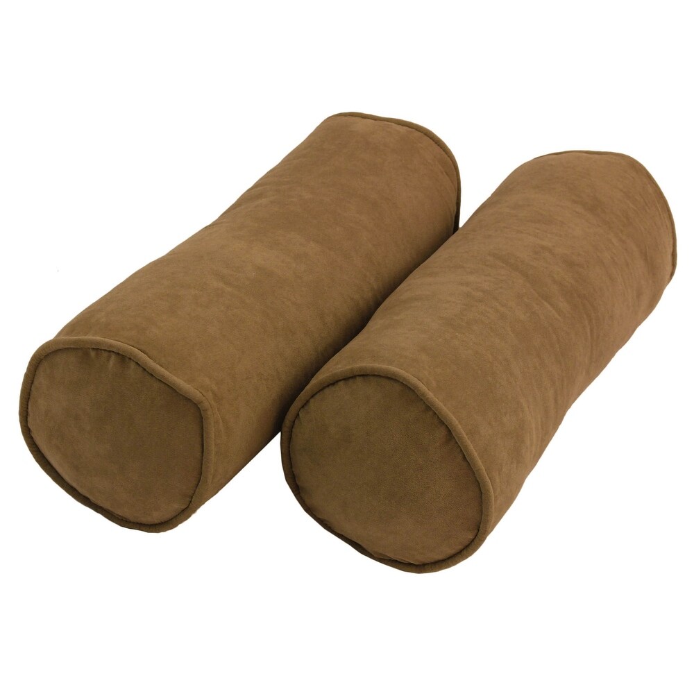 20 inch by 8 inch Corded Microsuede Bolster Pillows (Set of 2)