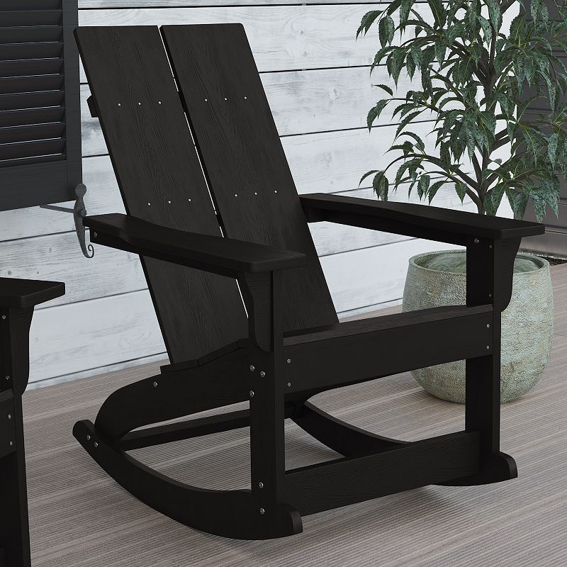 Flash Furniture Finn Modern All-Weather 2-Slat Adirondack Rocking Chair