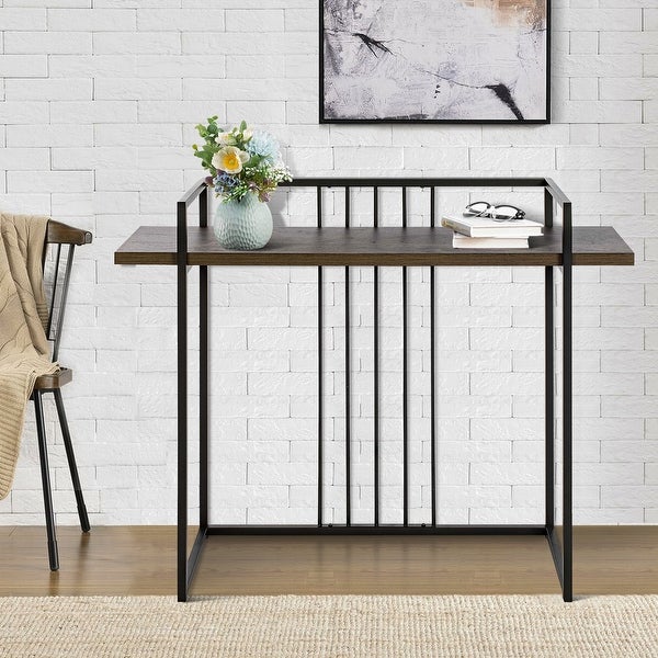 Homy Casa Industrial Wooden Console Table with Shelf