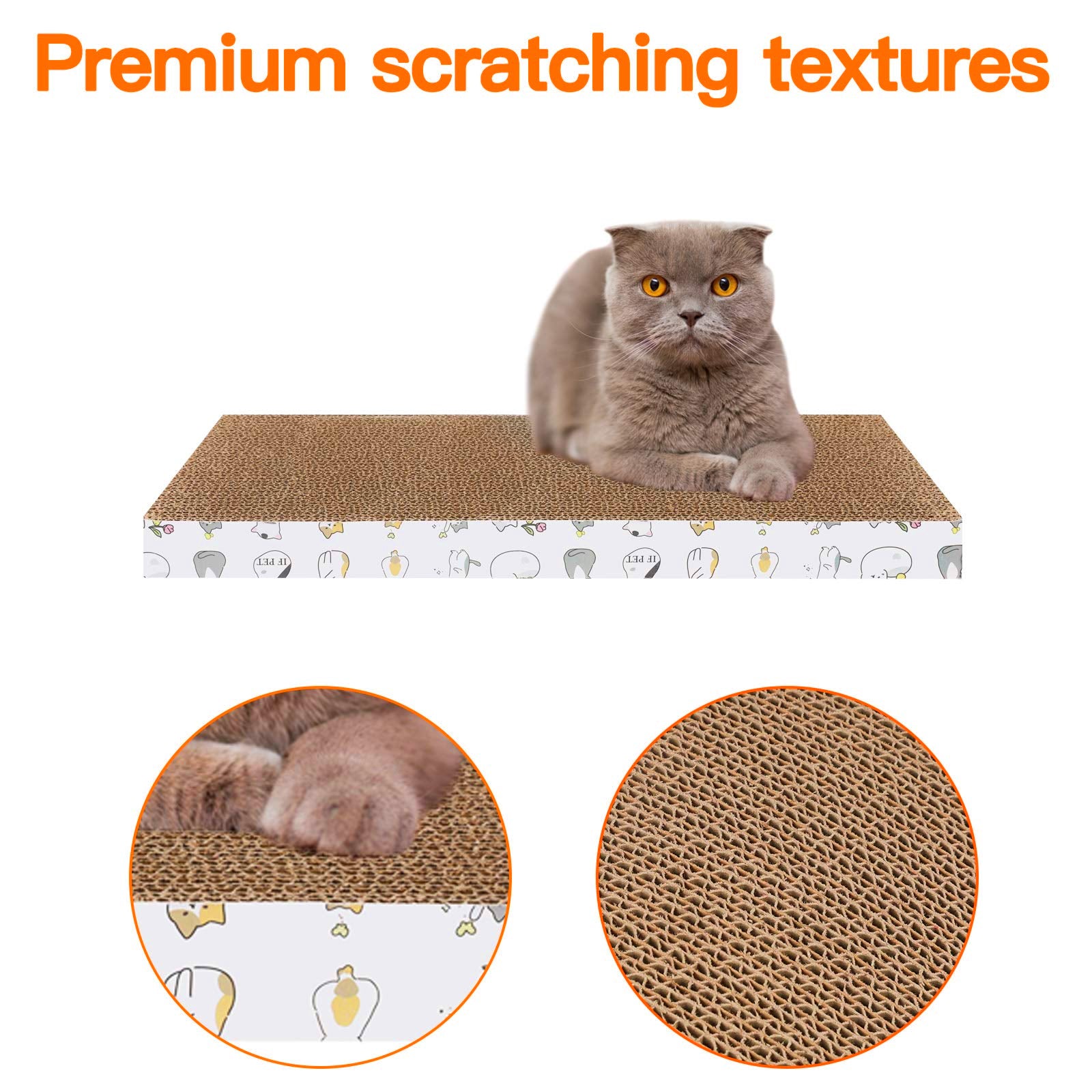 OMZER Cardboard Cat Scratcher Lounger 3pcs， Durable Corrugated Cardboard Cat Scratcher Board with Hole， Scratching Lounger， Cat Scratching Pad for Indoor Cats as Furniture Protector， Cat Training Toy