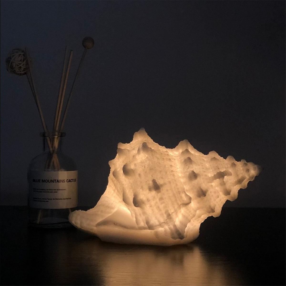 Portable Conch Shell Beach Themed Night Light For Kids Adults Bedroom Nightstand Lamp Nautical Lighting Battery Operated， Warm White