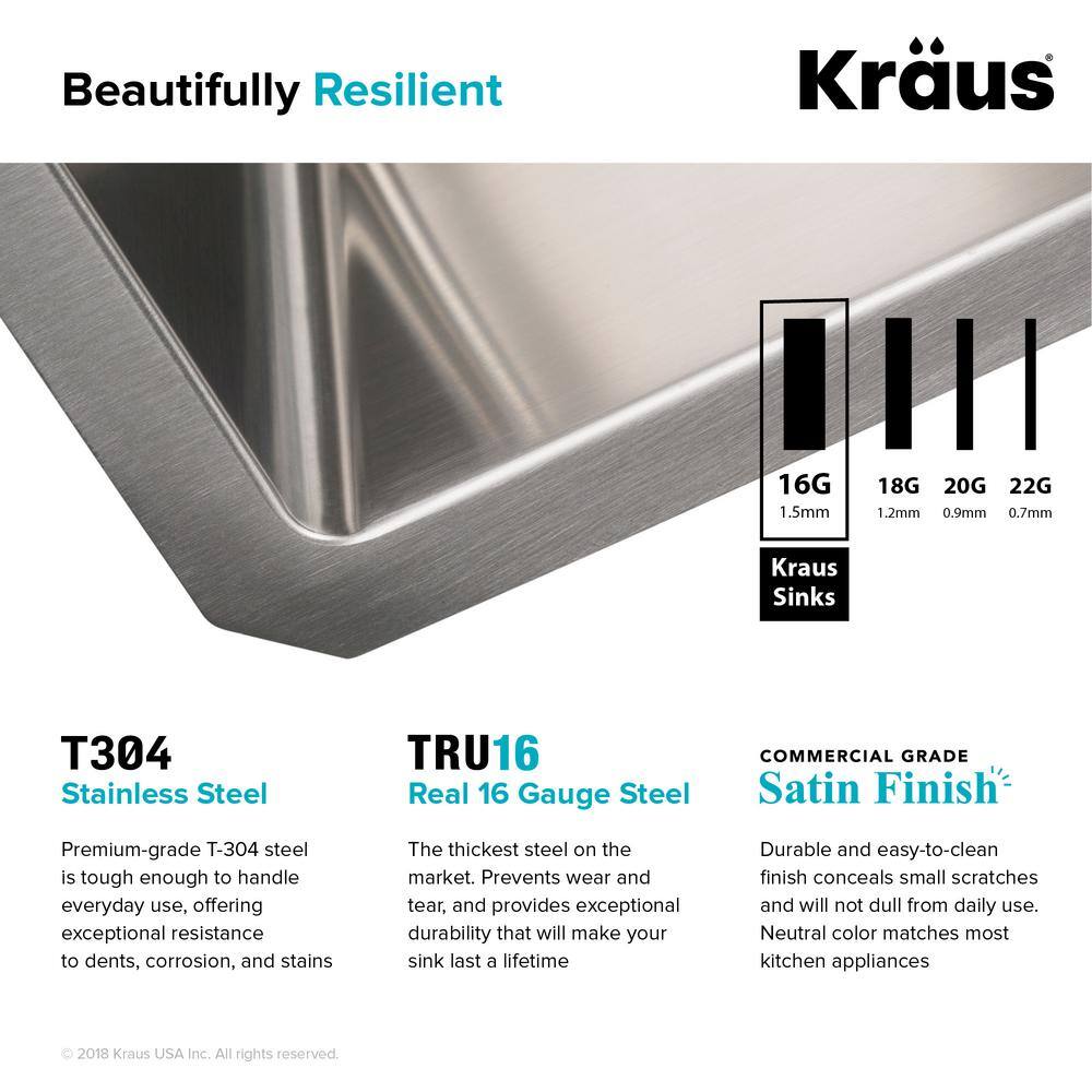 KRAUS Standart PRO Undermount Stainless Steel 27 in. Single Bowl Kitchen Sink KHU110-27