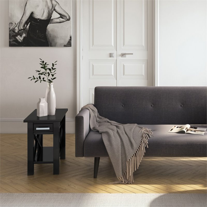 Kitchener Solid Wood 14 quotContemporary Narrow Side Table   Transitional   Side Tables And End Tables   by Homesquare  Houzz