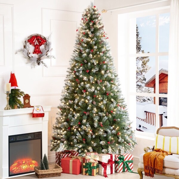 Vancouver Artificial Christmas Tree，Prelit Christmas Tree，PreDecorated Spruce Christmas Trees with Tips and Lights