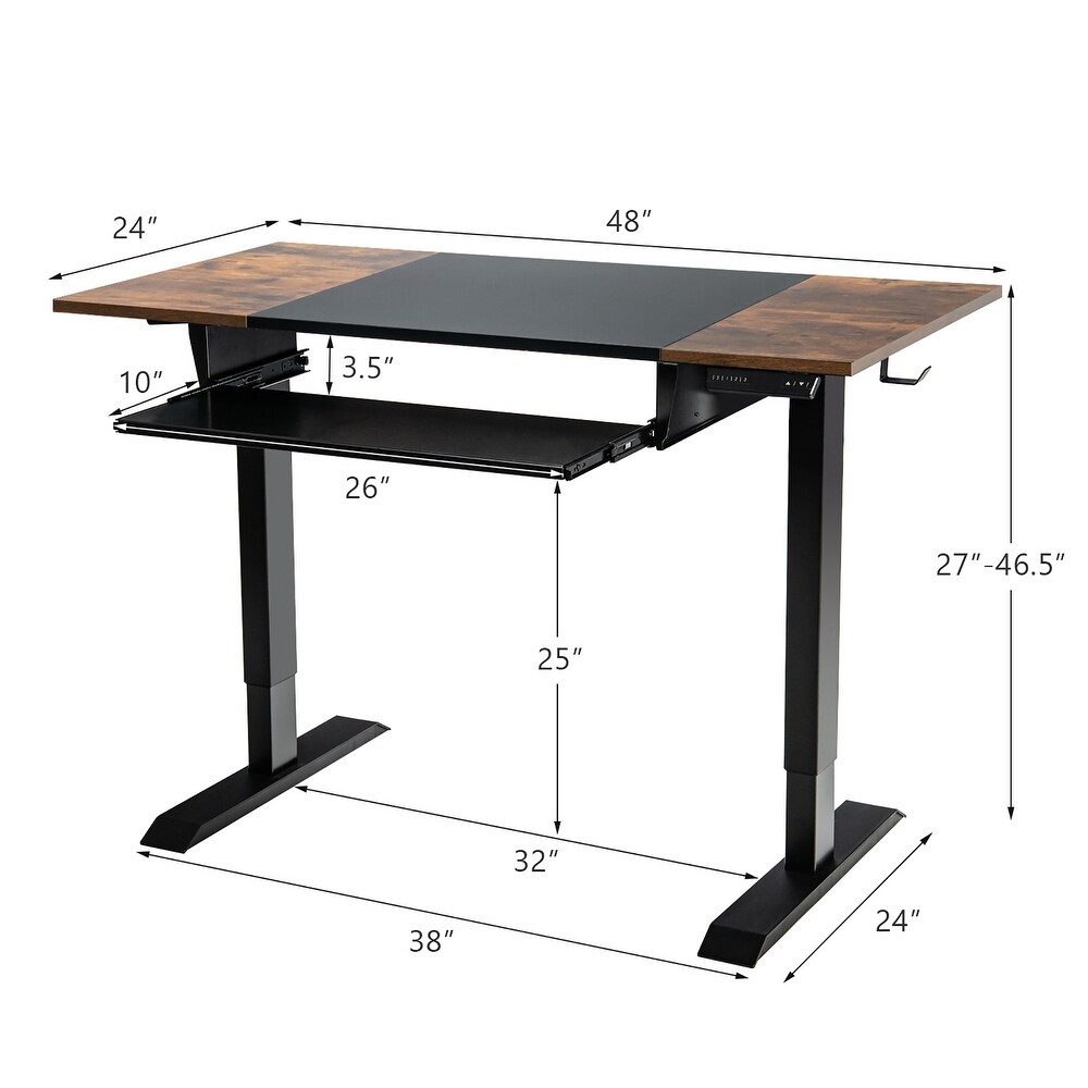 Costway 48'' Electric Sit to Stand Desk Adjustable Workstation w/