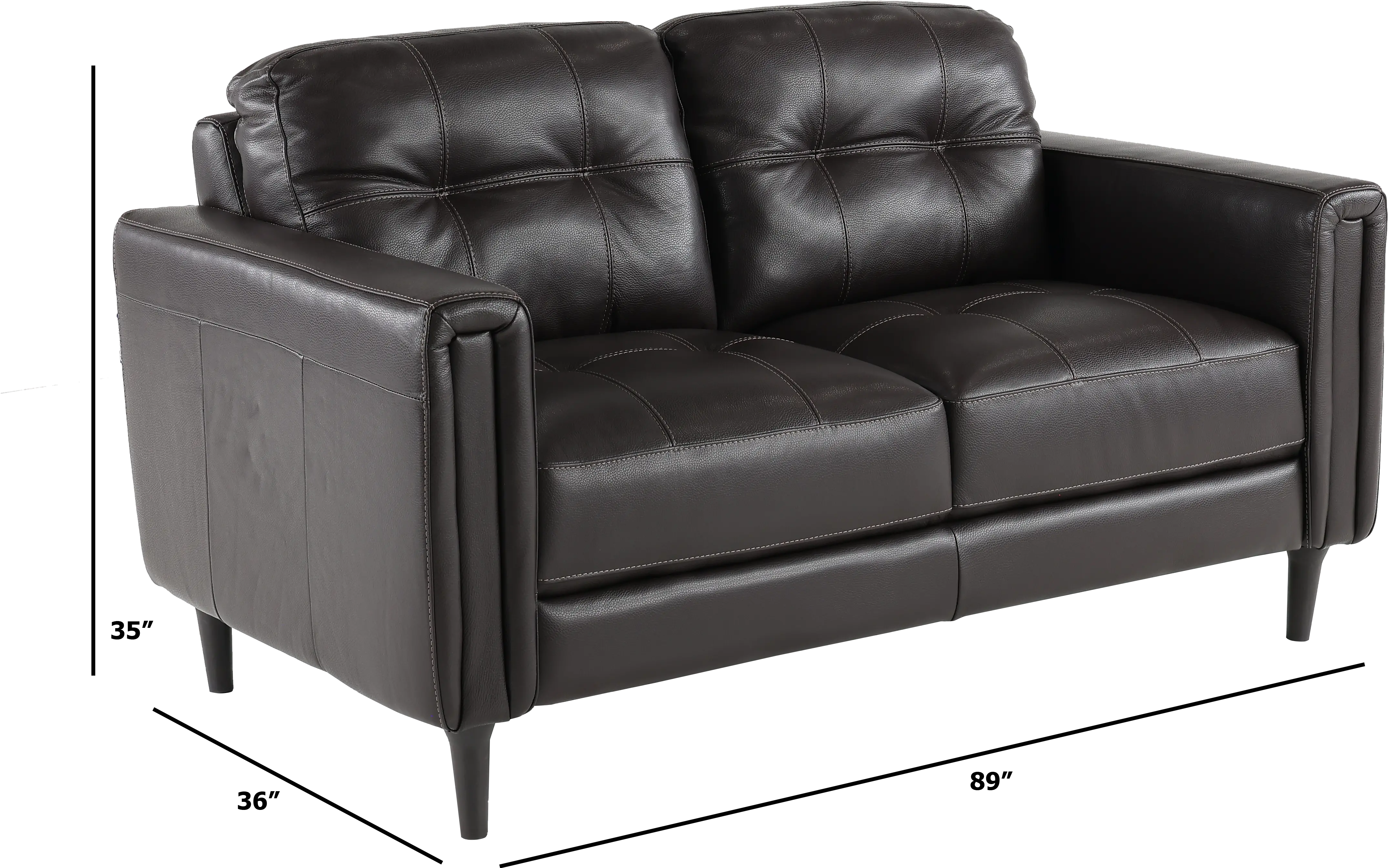 Verona Dark Brown Leather Loveseat