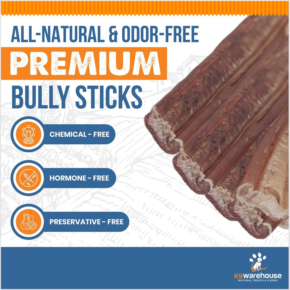 K9warehouse Jumbo 6-inch Bully Sticks Dog Treats