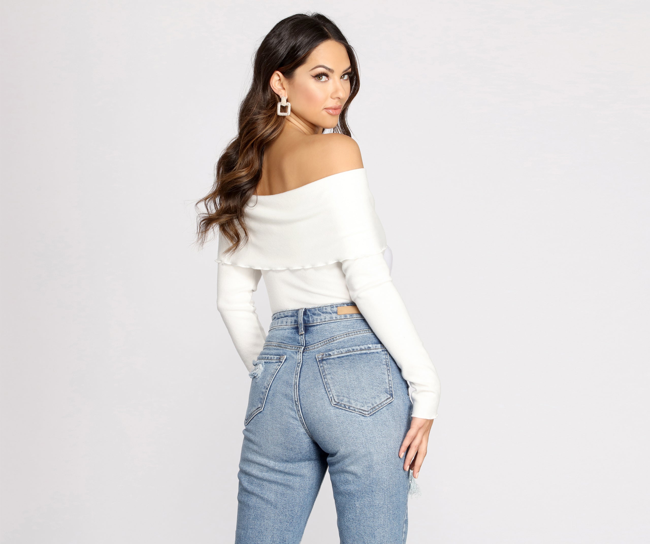 Off The Shoulder Merrow Hem Bodysuit