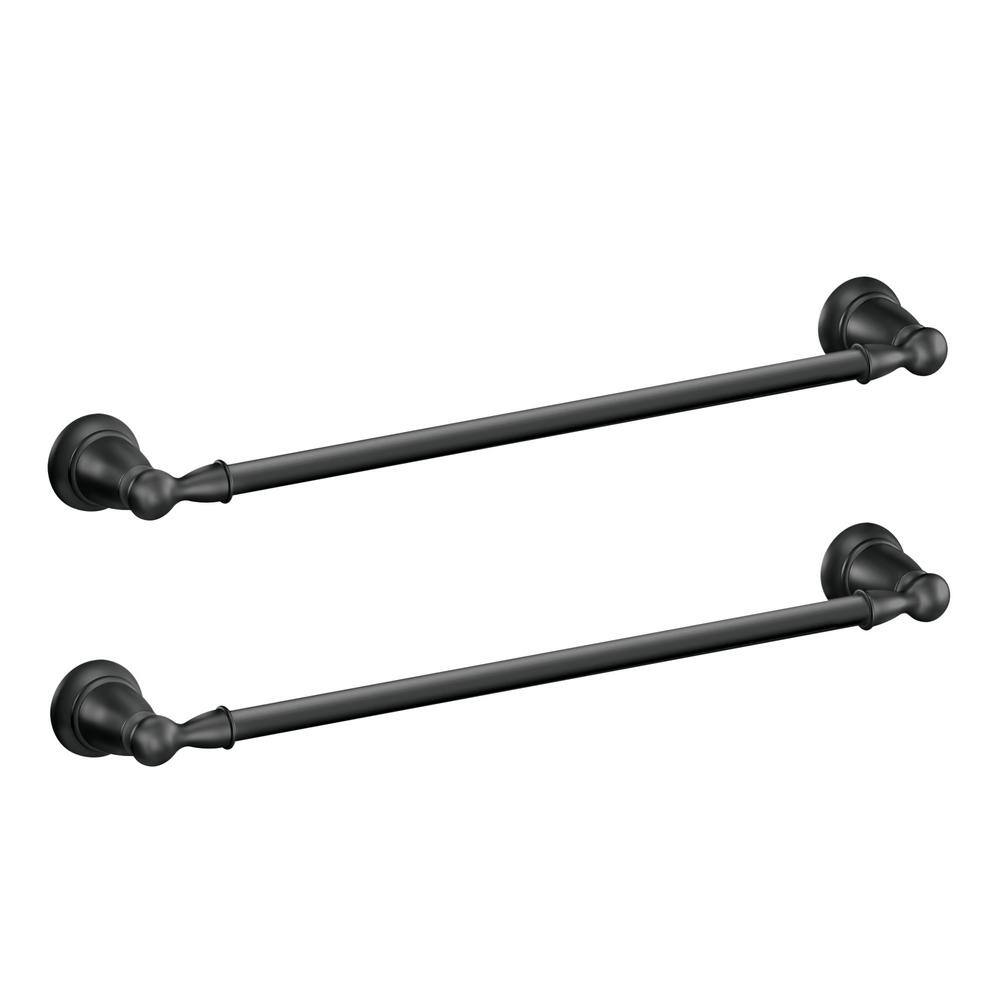 MOEN Banbury 24 in. Towel Bar in Matte Black (2-Pack Combo) TY2624BL-2PK