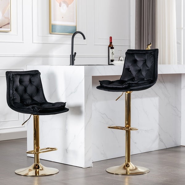 Set of 2 Bar Stools， Superior Velvet Bar Stools