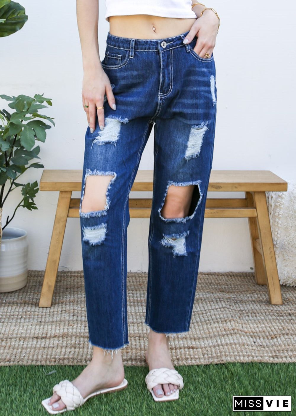 Baggy Distressed Boyfriend Denim Jeans