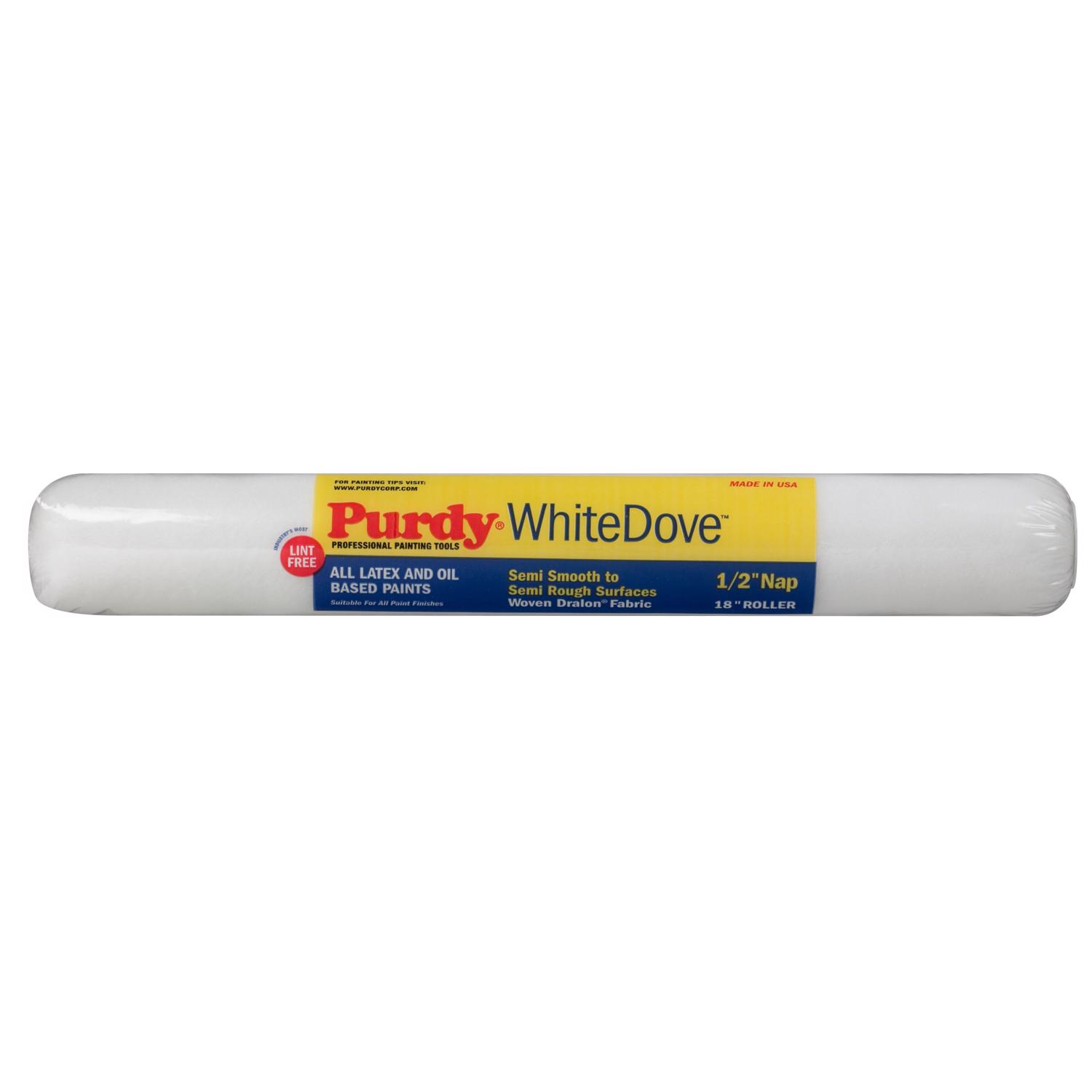 Purdy White Dove Woven Dralon Fabric 18 in. W X 1/2 in. Paint Roller Cover 1 pk