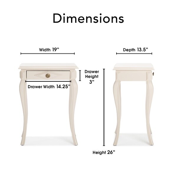 Finch Collins Side Table with Drawer， Creamy White