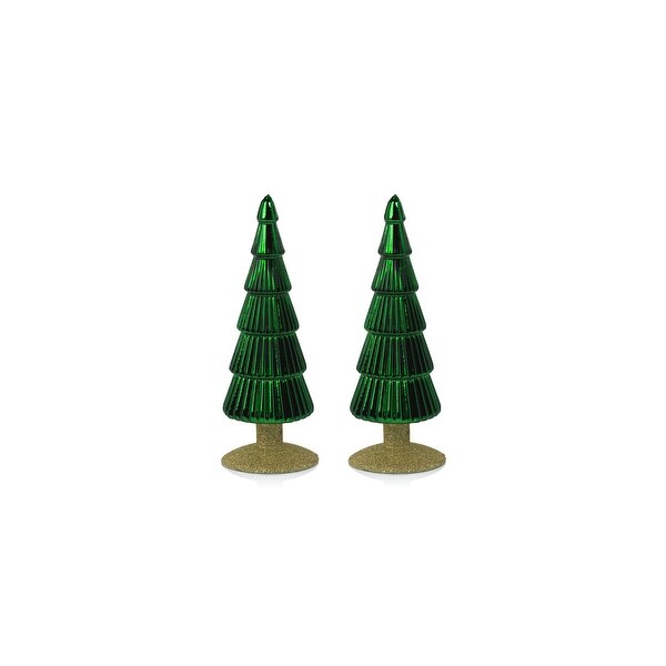 Dembe 9.5 Glass Tree on Gold Glitter Base，Set of 2