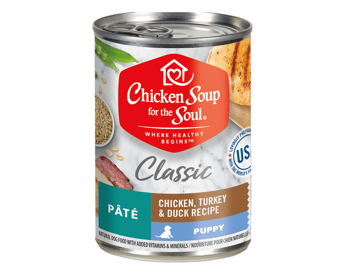 Chicken Soup for the Soul Puppy - Chicken， Turkey  Duck Pate Canned Wet Dog Food， 13 oz. Can