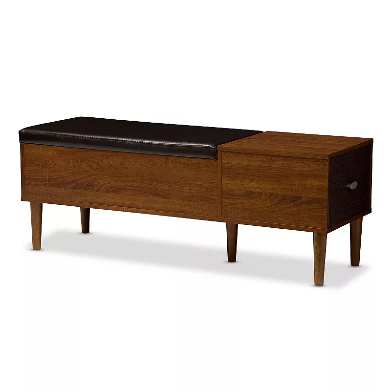 Baxton Studio Merrick Mid-Century Modern Entryway Bench with Shoe Rack