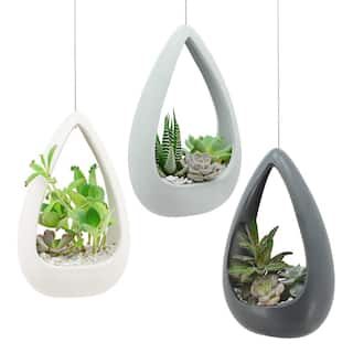 Arcadia Garden Products Cone 8-12 in. x 5-14 in. Matte White Ceramic Hanging Planter AP06W