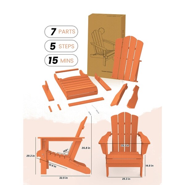 Classic Plastic Folding Outdoor Adirondack Chair Set Of 2