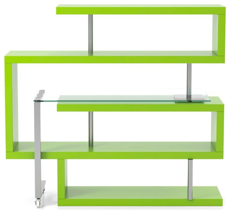 Furniture of America Creema Modern Wood 4 Shelf Bookcase Desk in Green   Contemporary   Bookcases   by Homesquare  Houzz