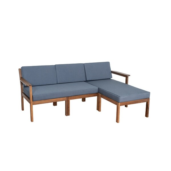 Outdoor Patio Wooden Frame Sofa Conversation Sets with Wood Table and Cushions，Suitable for Gardens，Backyards and Balconies