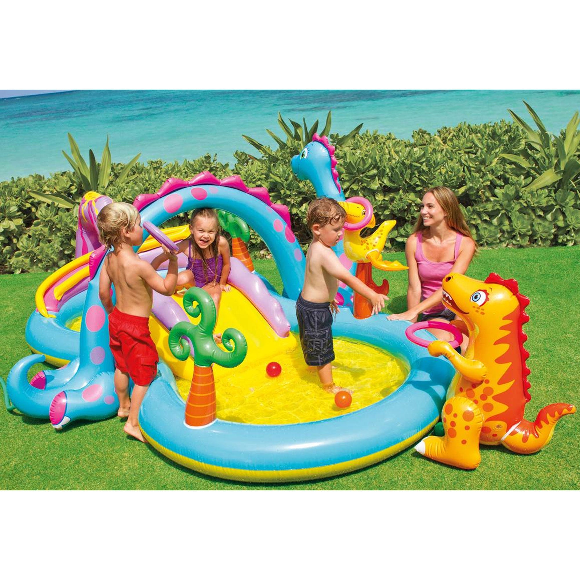 Intex Dinoland Kiddie Inflatable Pool & Inflatable Ocean Backyard Kiddie Pool