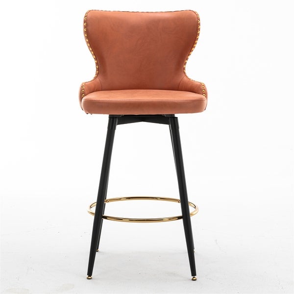 Modern Set of 2 Bar Chairs Bar Stools with Metal Legs