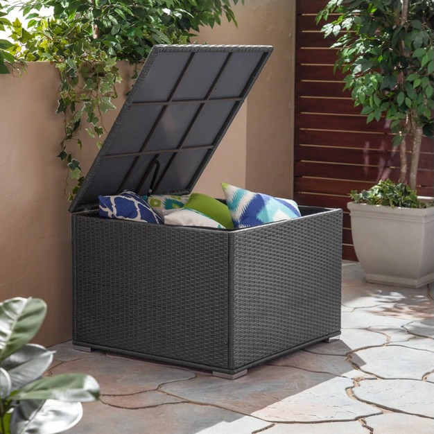 Santa Rosa Wicker Patio Storage Ottoman Gray Christopher Knight Home