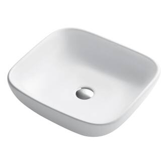 KRAUS Elavo Soft Square Ceramic Vessel Bathroom Sink in White KCV-127