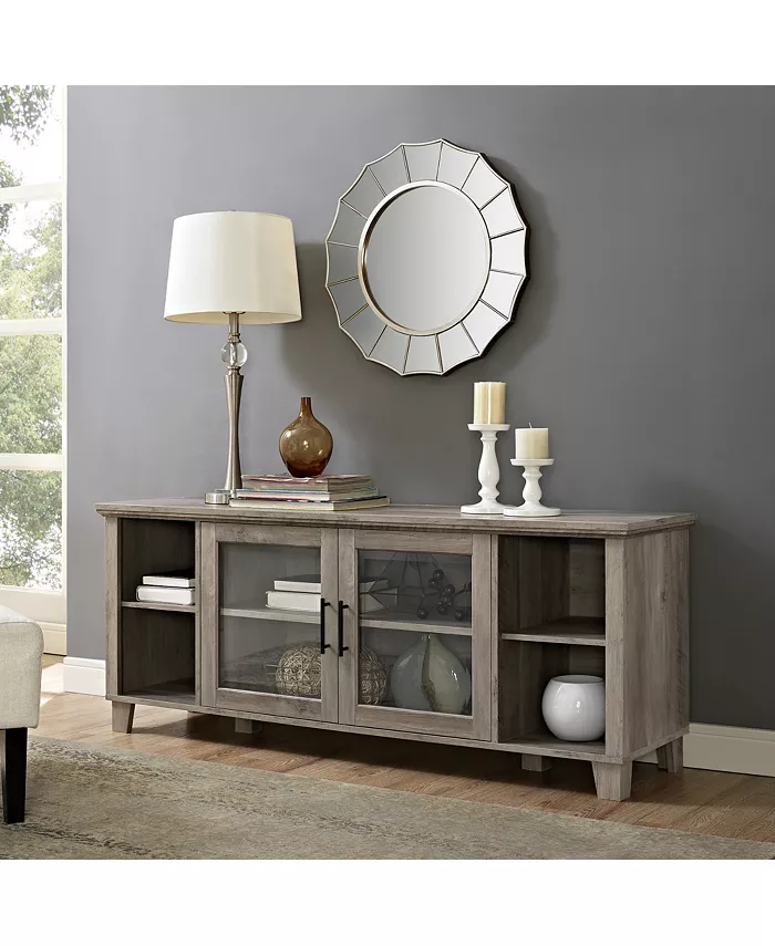 Walker Edison Columbus TV Stand with Middle Doors - Grey Wash