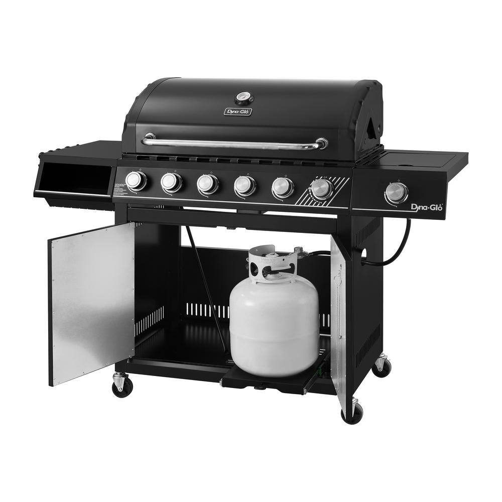 Dyna-Glo DGH563CRP-D 6-Burner Propane Gas Grill in Matte Black with TriVantage Multifunctional Cooking System