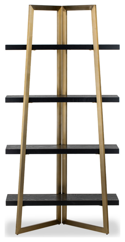 Black 4 Shelf Wooden Bookcase  Liang  ampEimil Andaz   Contemporary   Bookcases   by Oroa   Distinctive Furniture  Houzz