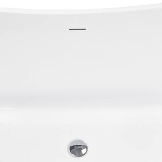 AKDY Freestanding 54 in. Fiberglass Double Slipper Flatbottom Modern Stand Alone Non-Whirlpool Bathtub in Glossy White BT0366