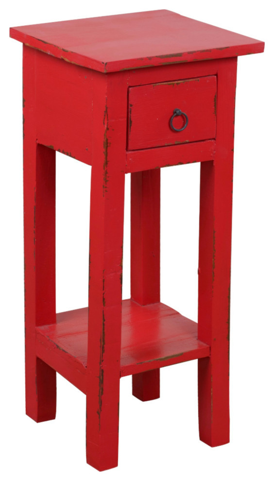 Sunset Trading Cottage Narrow Side Table  Distressed  Red   Farmhouse   Side Tables And End Tables   by VirVentures  Houzz