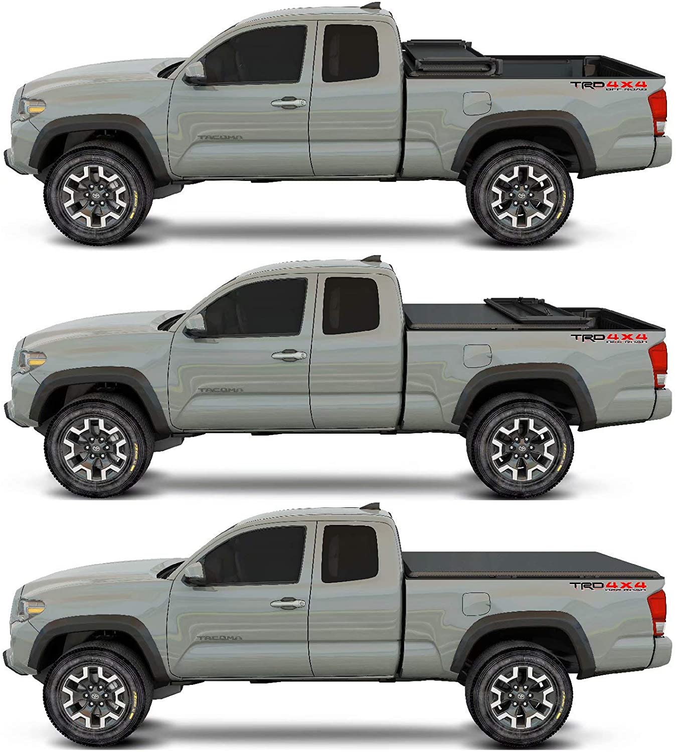 Kikito Professional Soft Tri-Fold Truck Bed Tonneau Cover for 2016-2021 Tacoma 5ft (59.8-60.5in) Bed for Models with or Without The Deckrail System