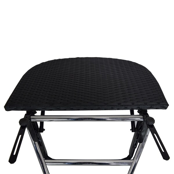 Indoor and Outdoor Foldable Wicker Balcony Table with Metal Frame and Adjustable Clamps