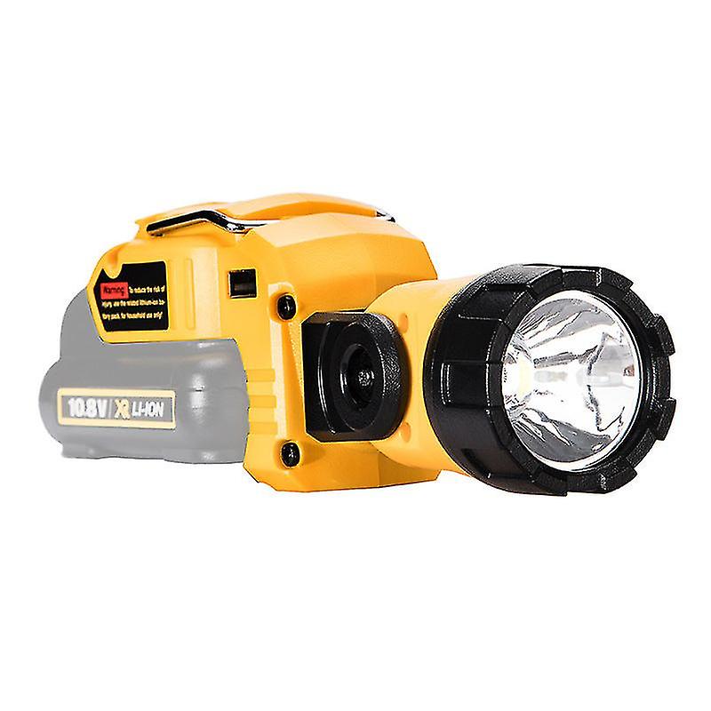 Portable Spotlight Led Warning Light Work Lamp Flashlight Usb Charger For Dewalt Dcb120 10.8v 12v Li-ion Battery Yellow