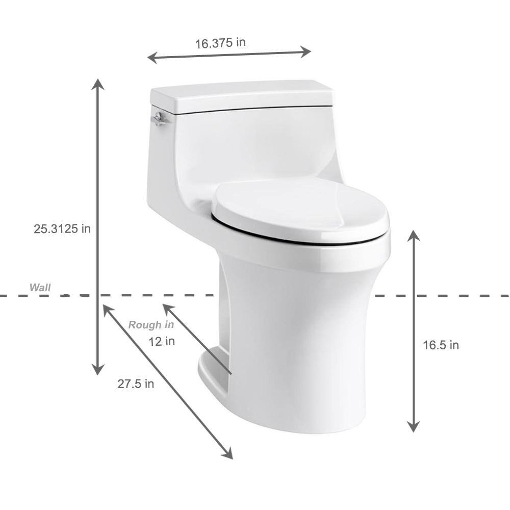 KOHLER San Souci 1-Piece 1.28 GPF Single Flush Elongated Toilet in White K-5172-0