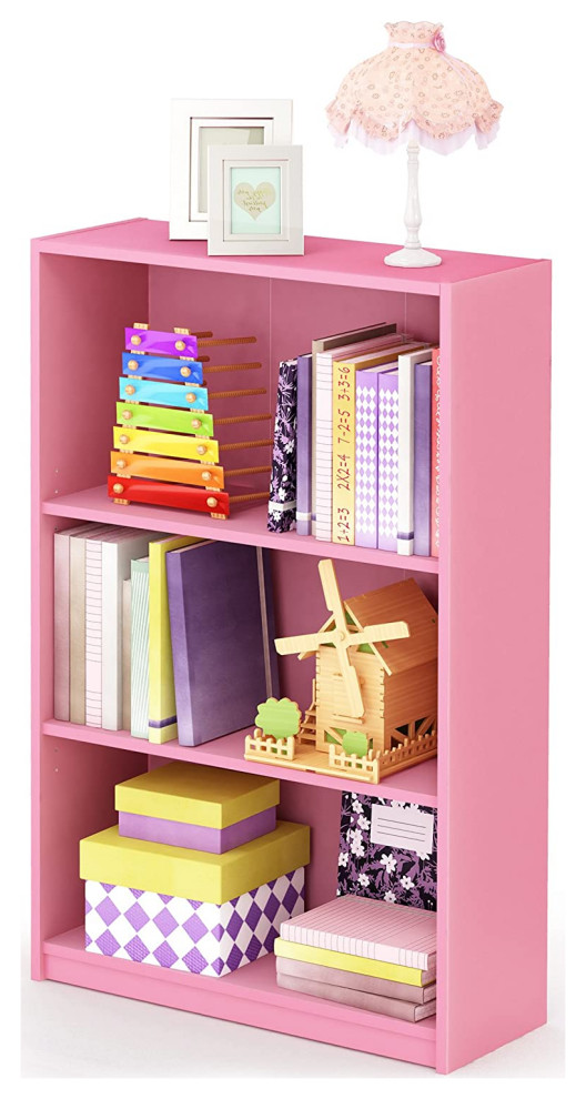 3 Tier Adjustable Shelf Bookcase  Pink   Contemporary   Bookcases   by Imtinanz  LLC  Houzz